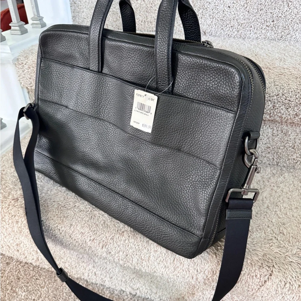 NWT Coach Hamilton Leather Briefcase Men's Business Bag Genuine Black F27617